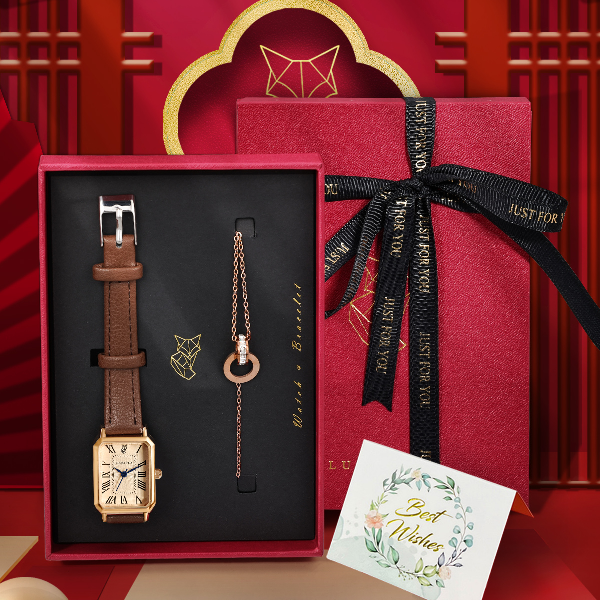 Luxury Watch Kit - LUCKY FOX 2PCS Light Luxury Gift