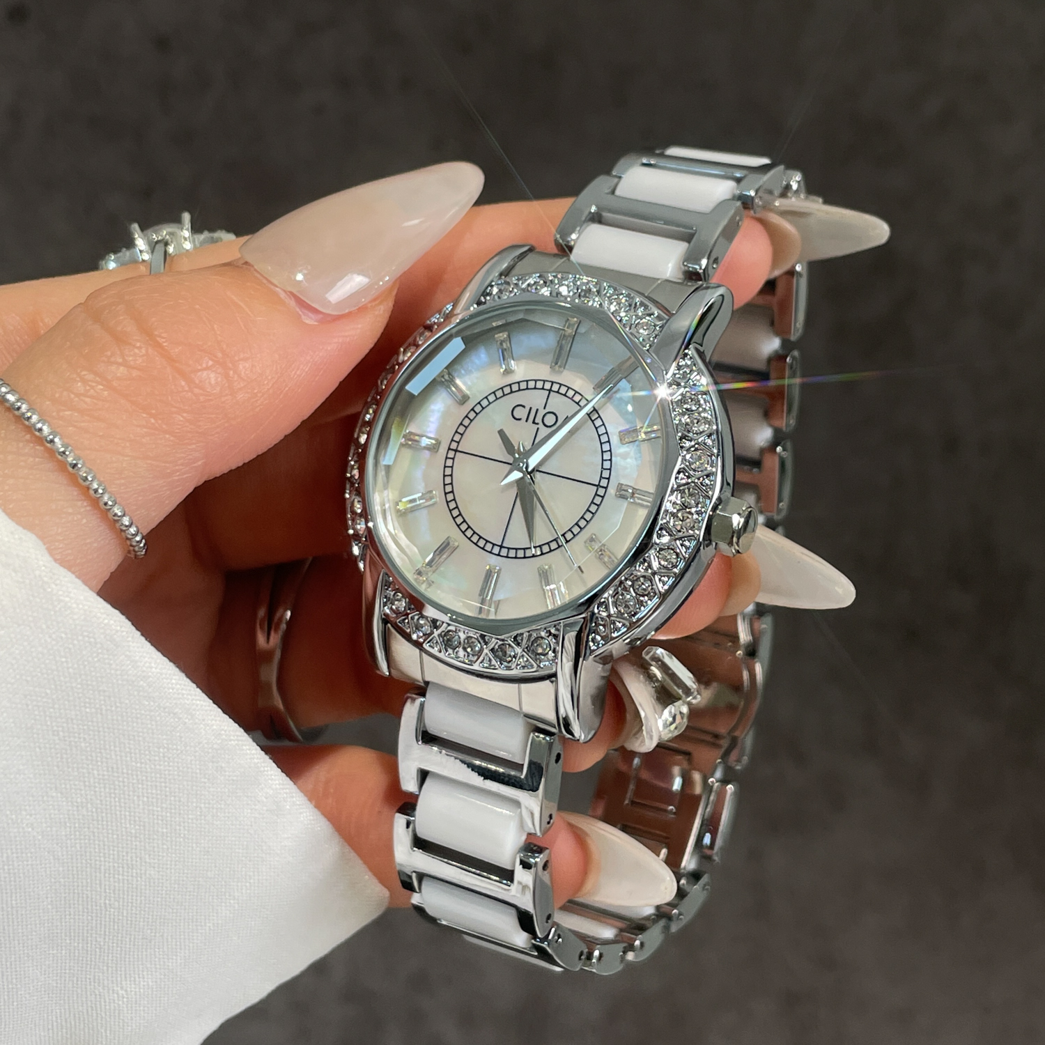 Luxury Watch White - CILOA White Large Dial High-End Women's