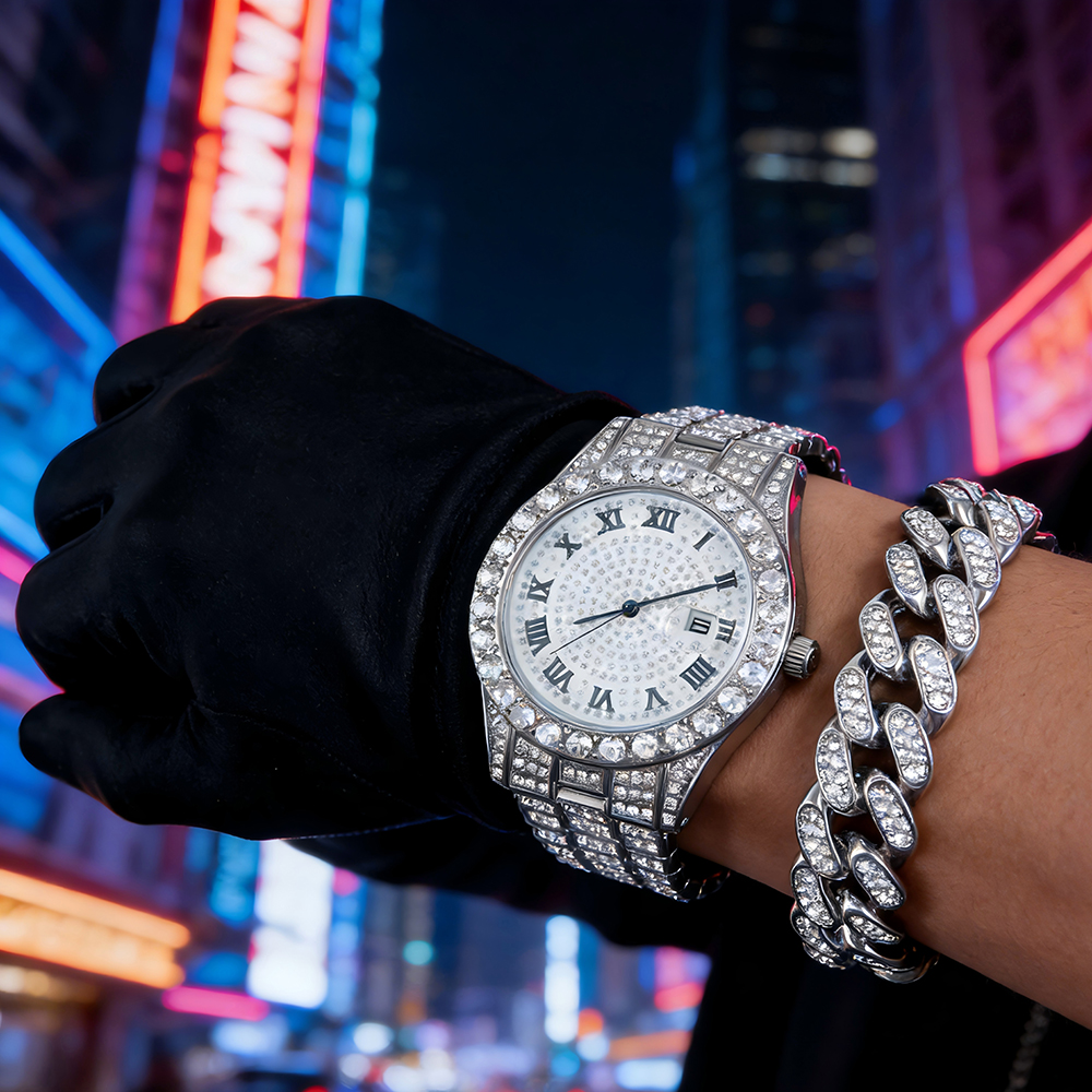 1 Hip-hop Full Diamond Silver  - Luxury Watch Market recensione e prezzo