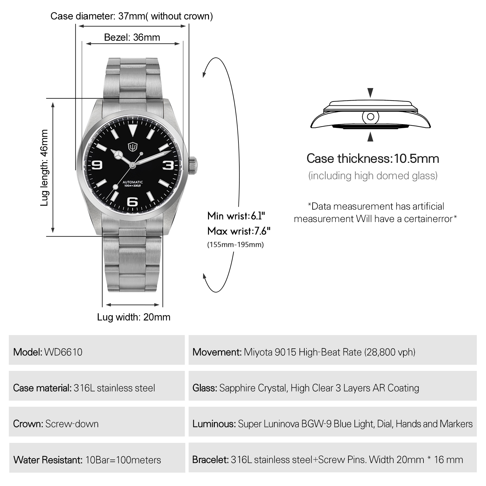 Watchdives WD6610 Luxury Watch - Automatic Pilot Watch recensione e prezzo