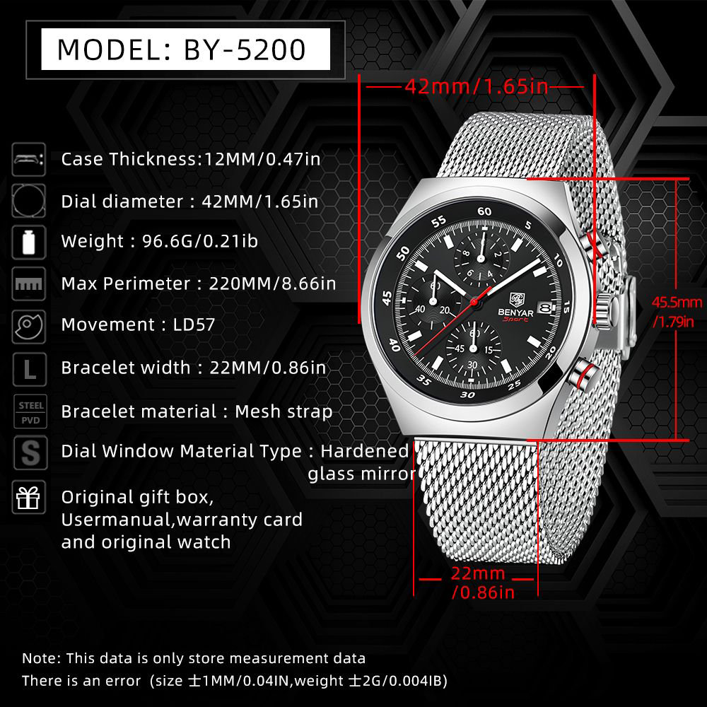 BENYAR Top Luxury Brand Men's  - Luxury Watch Straps recensione e prezzo